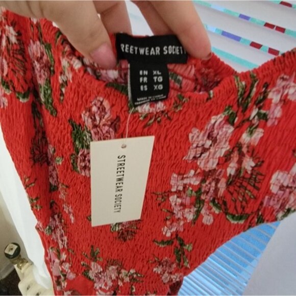 Streetwear Society Floral Red Sundress Size XL - Picture 2 of 4